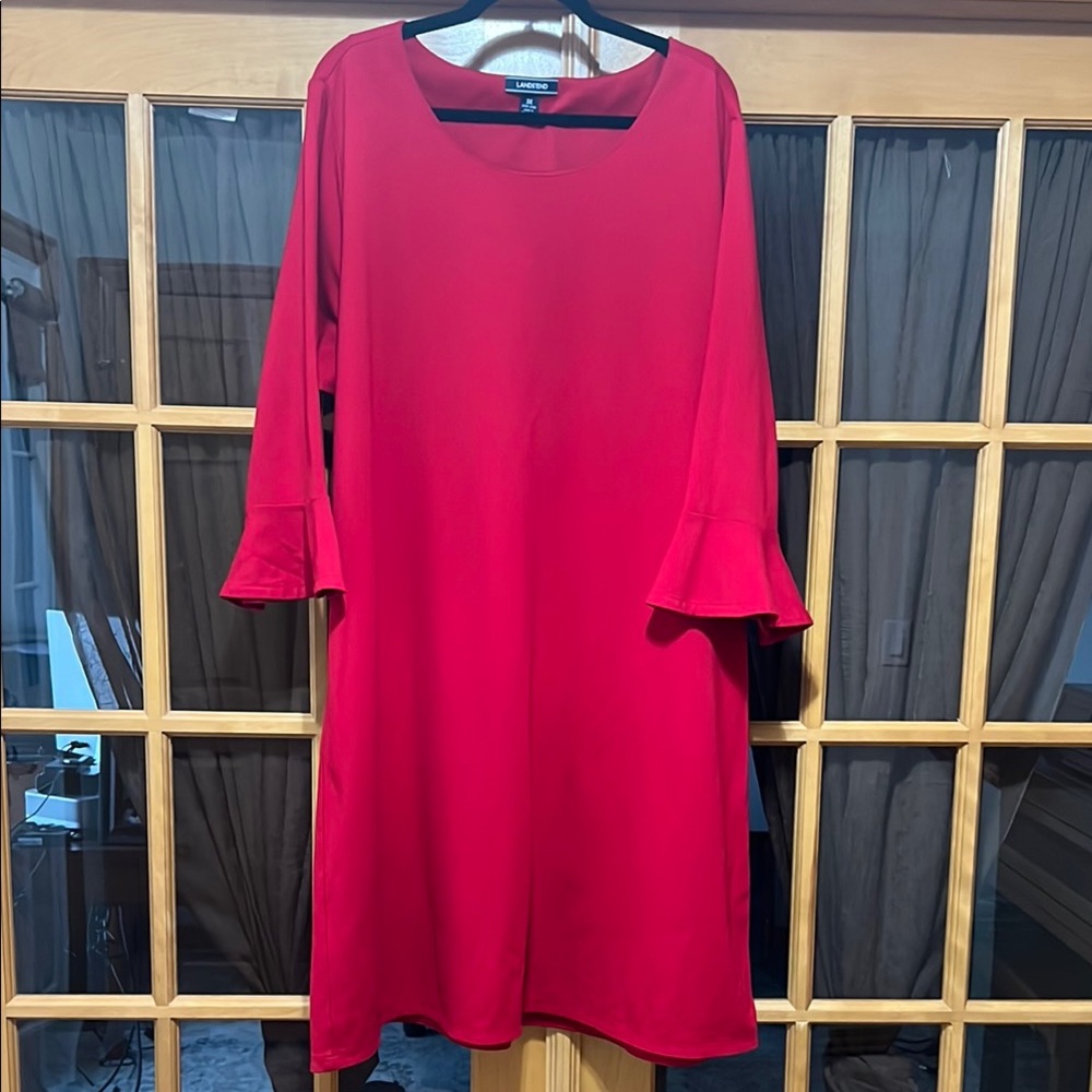 Lands End Women’s Red Size 3x Flare Sleeve